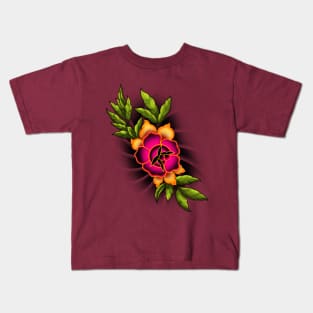 Neo trad trad rose mashup Kids T-Shirt